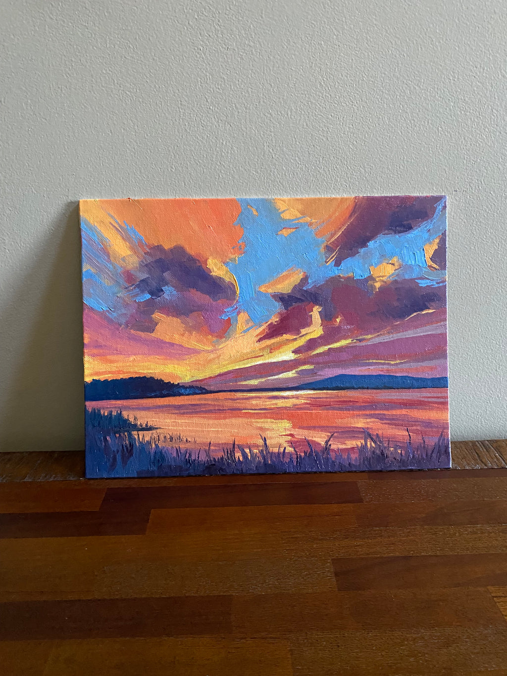 Summer Lake Sunset - Original Oil Painting