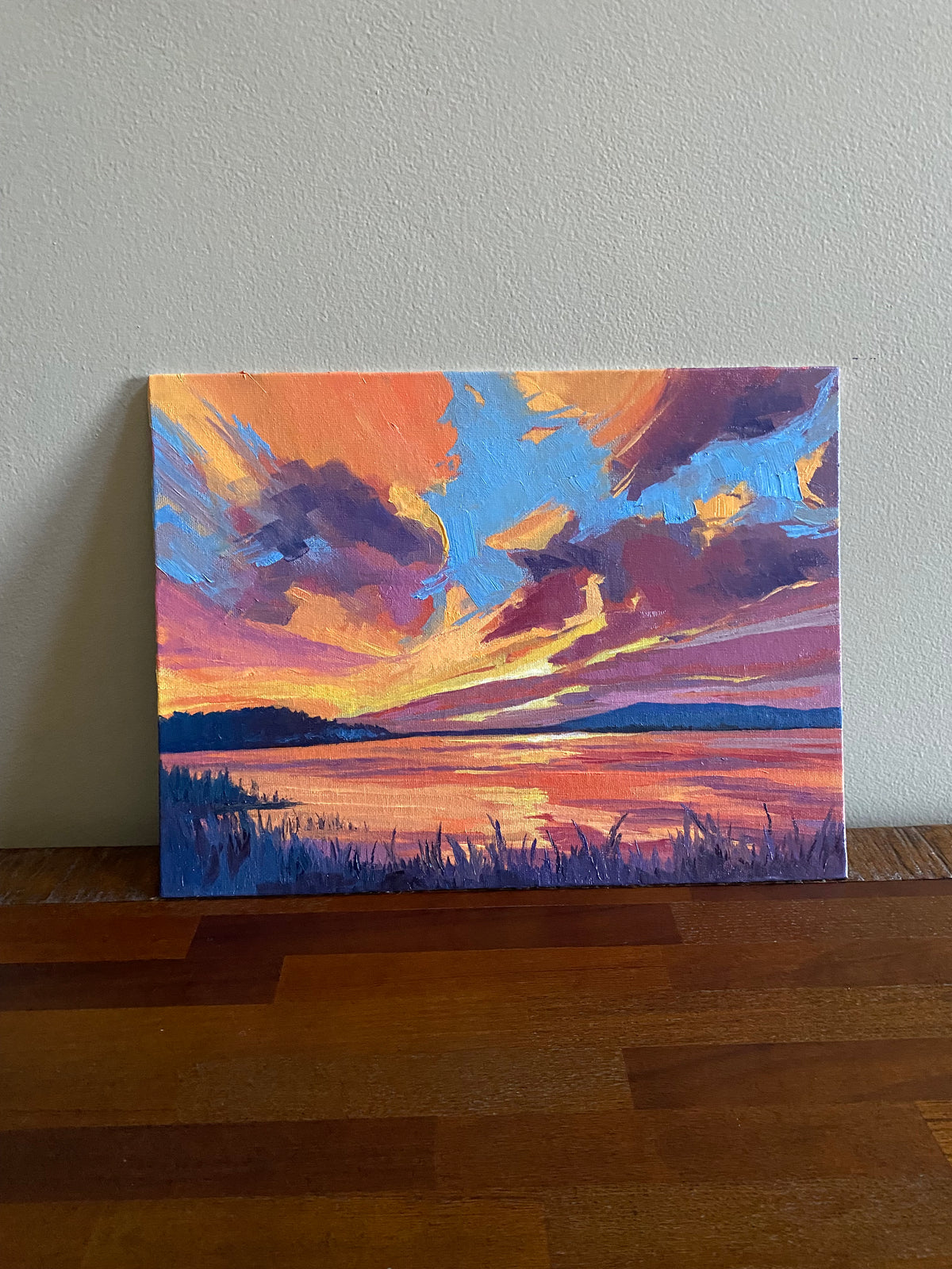 Summer Lake Sunset - Original Oil Painting