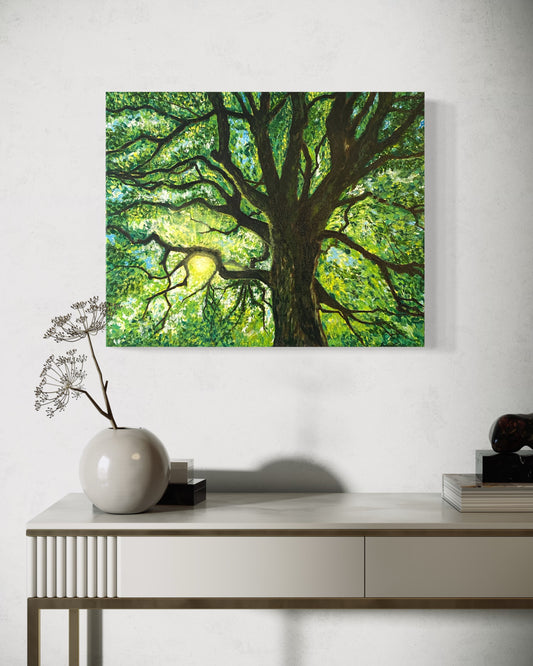 Hope - Oil Painting of a Tree in Sun