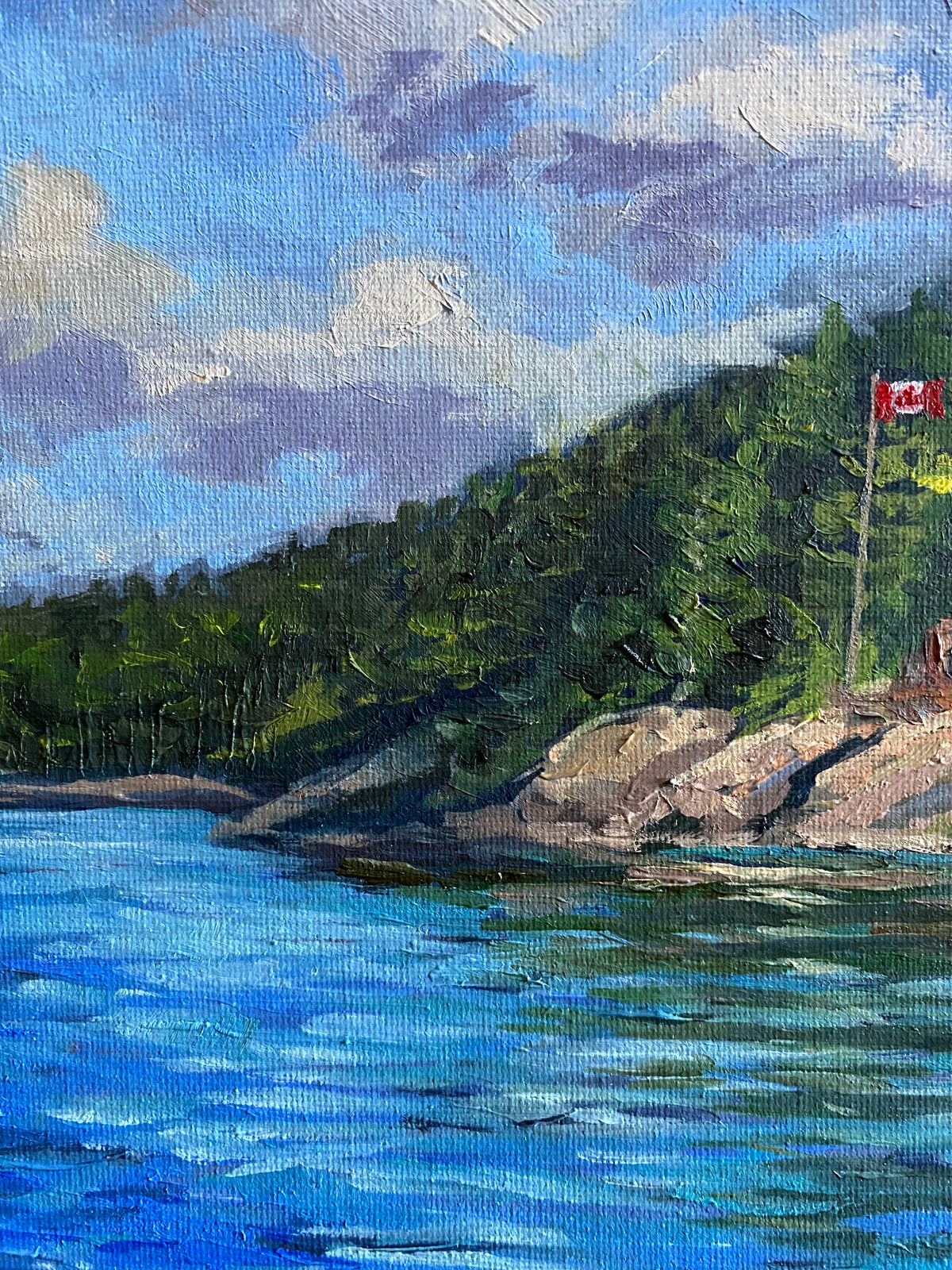 Canadian Cottage on the Lake - Original Oil Painting