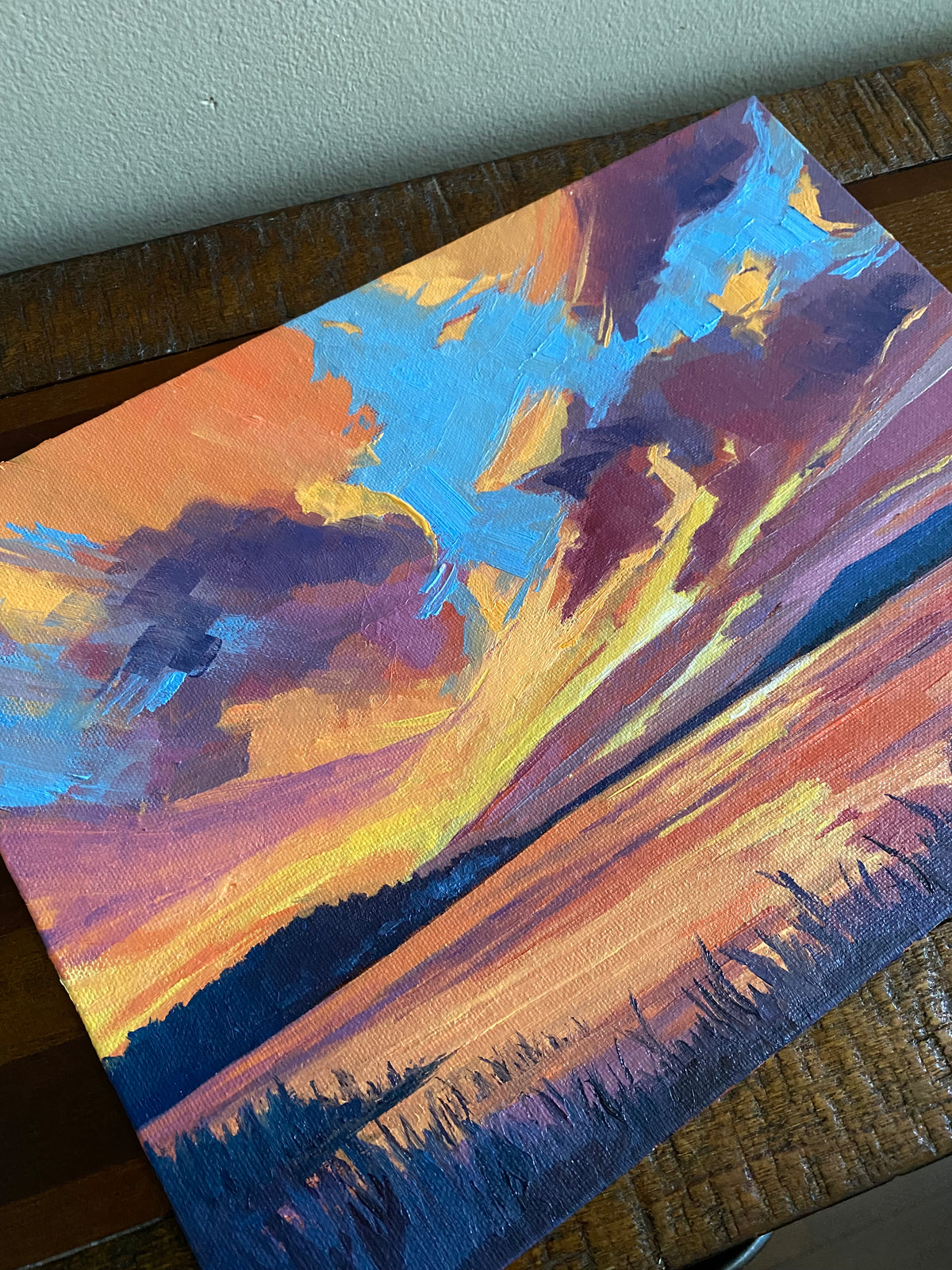 Summer Lake Sunset - Original Oil Painting