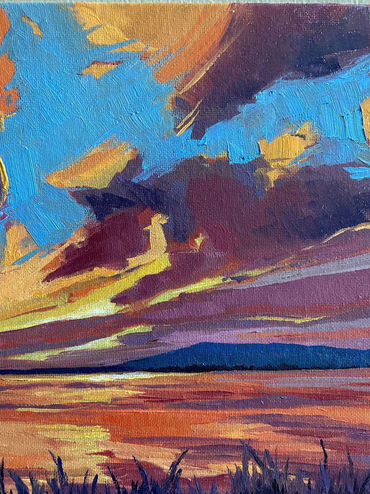 Summer Lake Sunset - Original Oil Painting