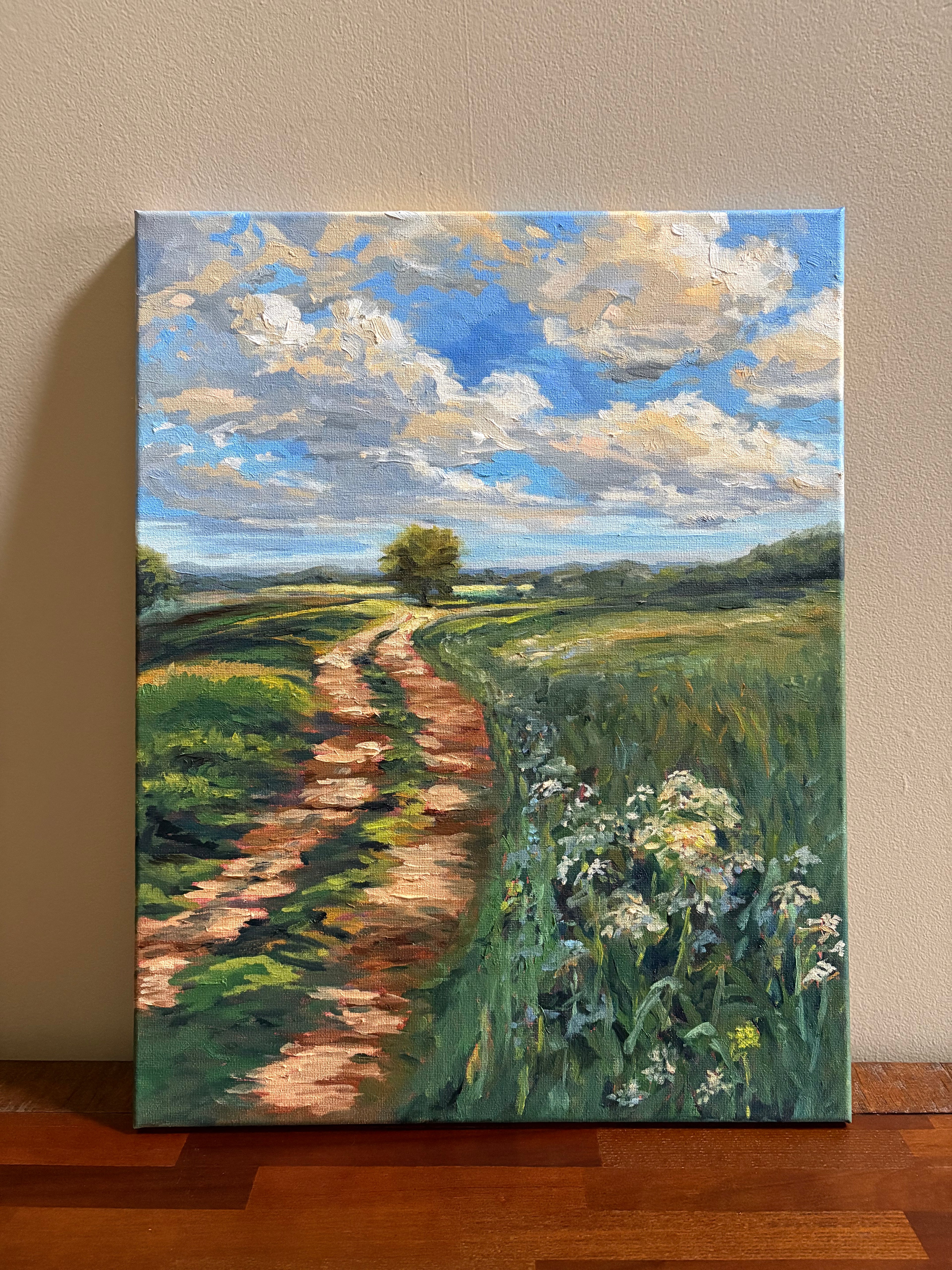 Countryside Farm Landscape - Original Oil Painting