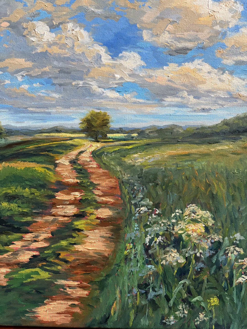 Countryside Farm Landscape - Original Oil Painting