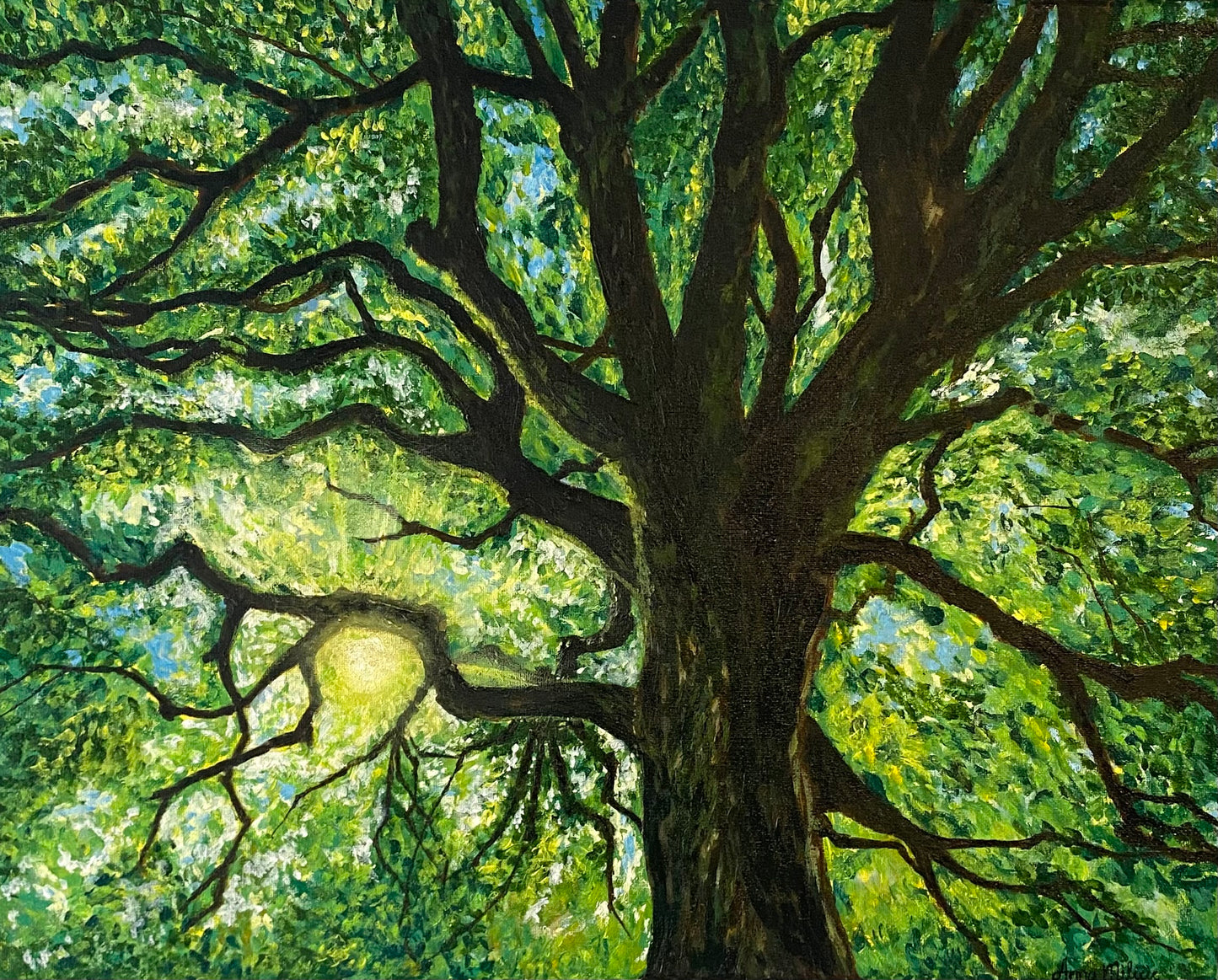 Hope - Oil Painting of a Tree in Sun