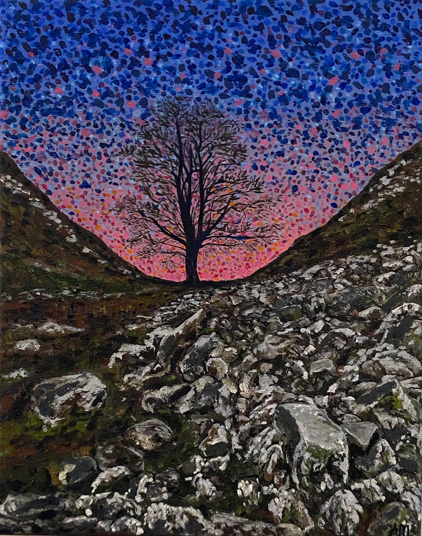 Joy - Oil Painting of a Tree in Sunset