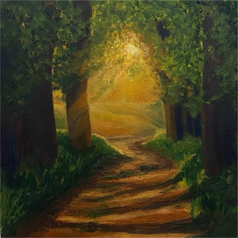 Sunny Forest Path - Oil Painting