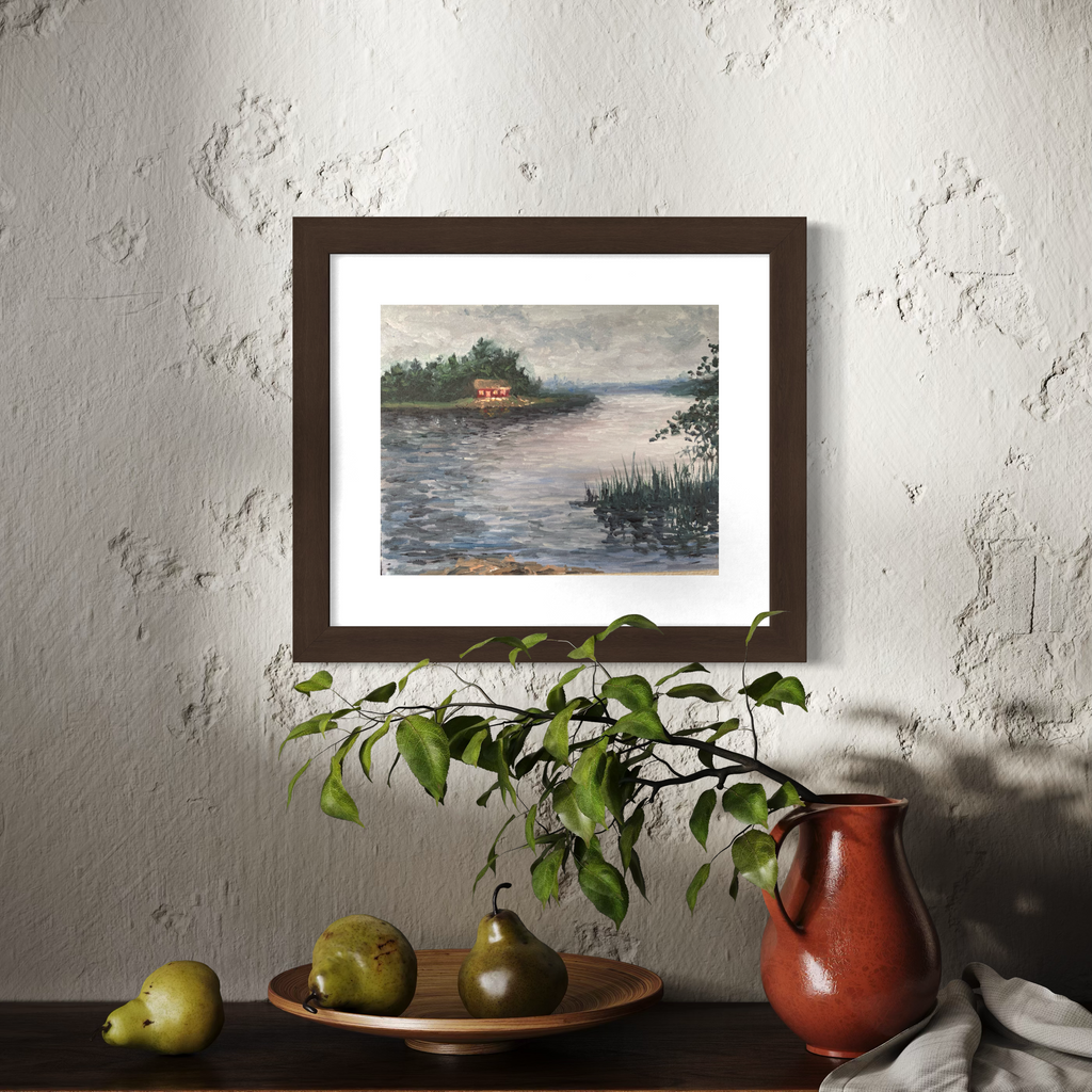 Cottage on the Lake - Oil Painting