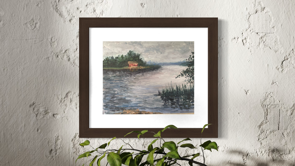 Cottage on the Lake - Oil Painting