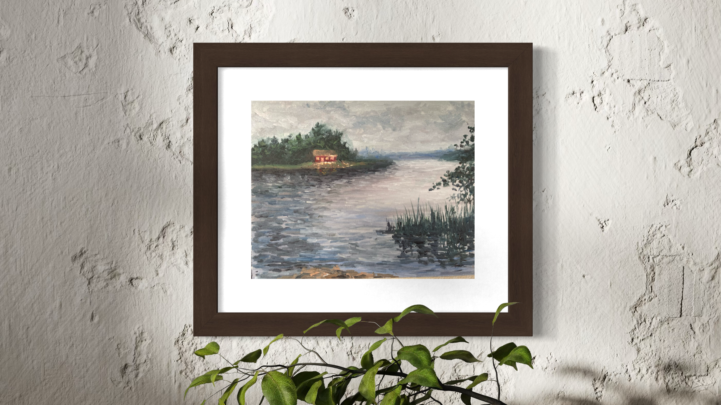 Cottage on the Lake - Oil Painting