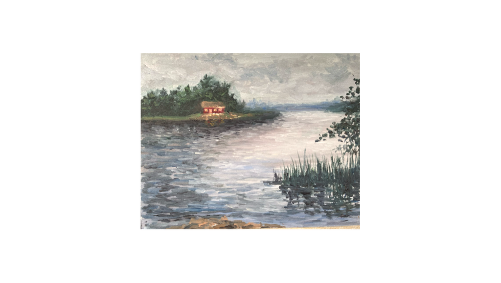 Cottage on the Lake - Oil Painting