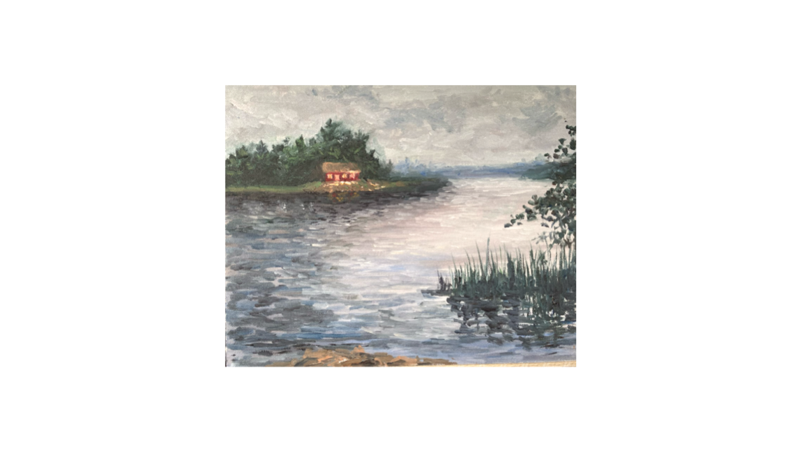 Cottage on the Lake - Oil Painting