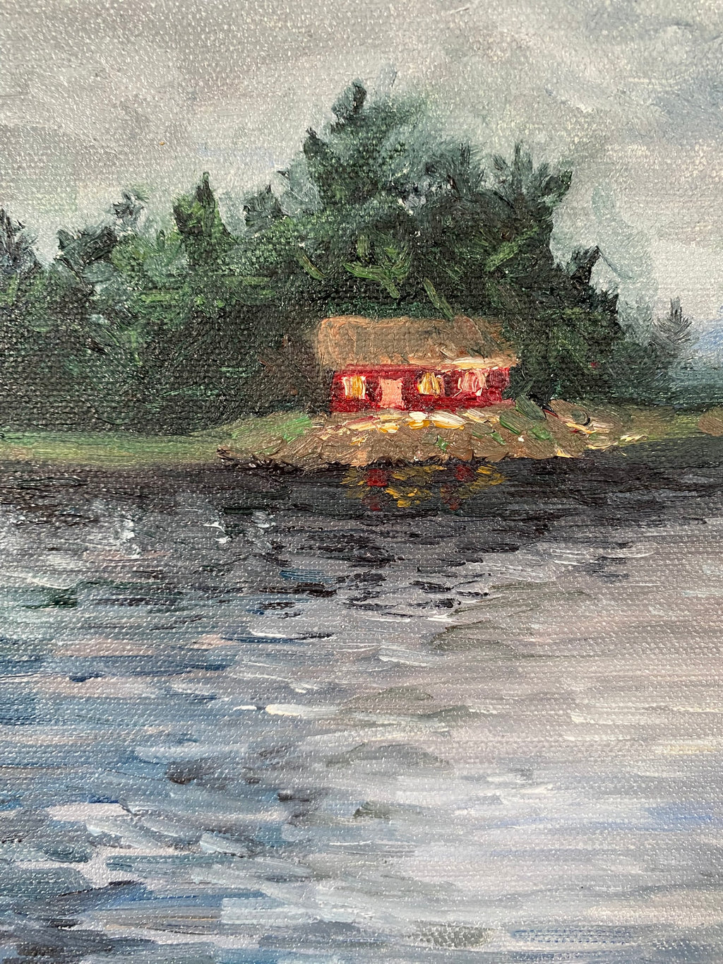 Cottage on the Lake - Oil Painting