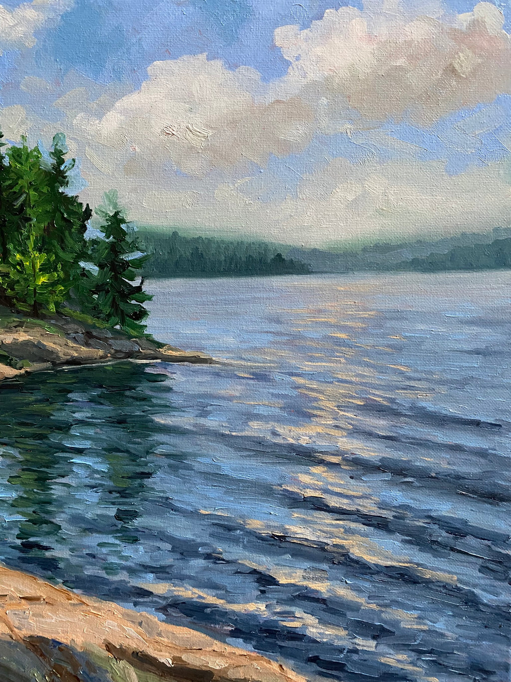 Cabin by the Lake - Original Oil Painting