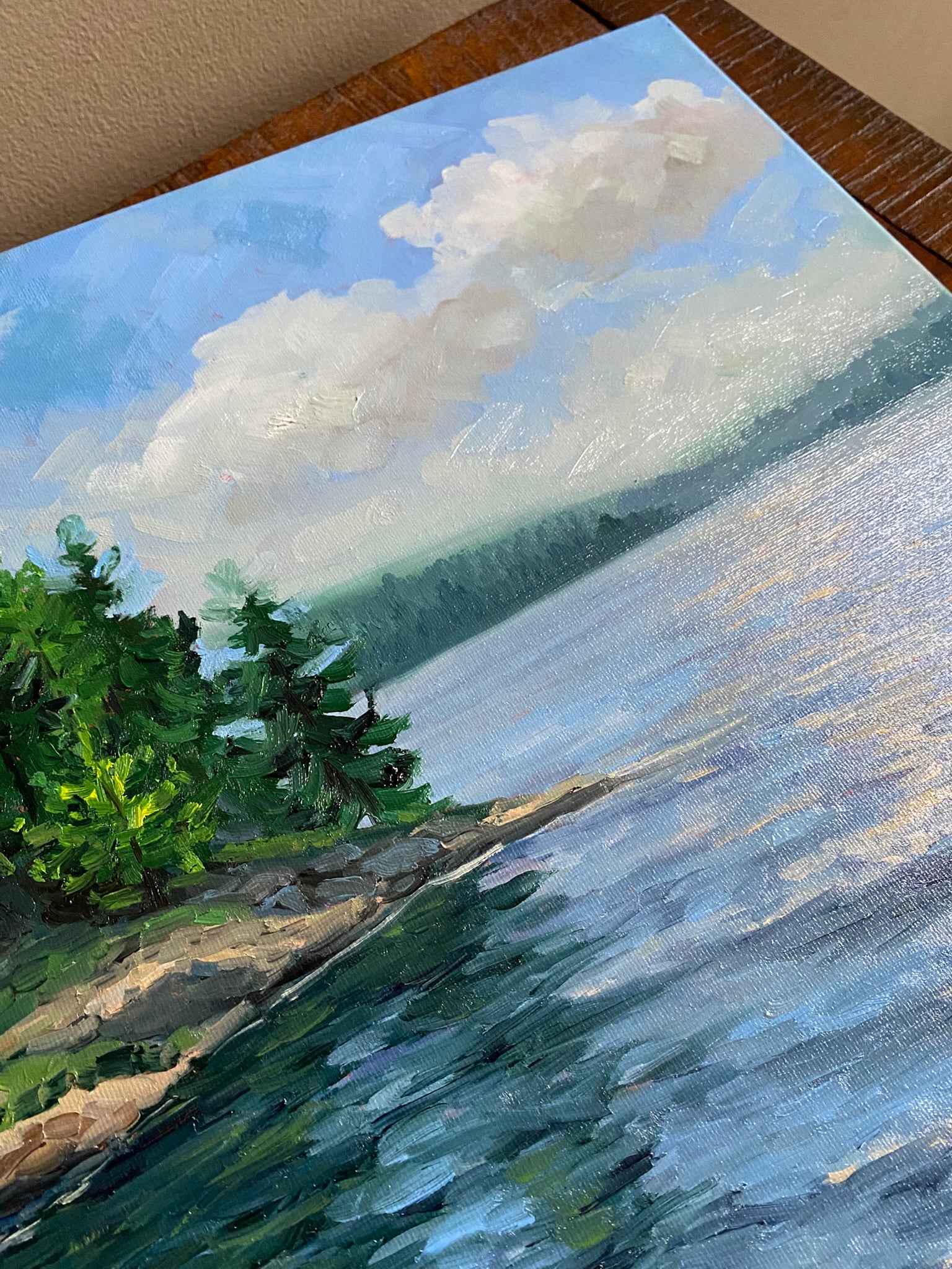 Cabin by the Lake - Original Oil Painting