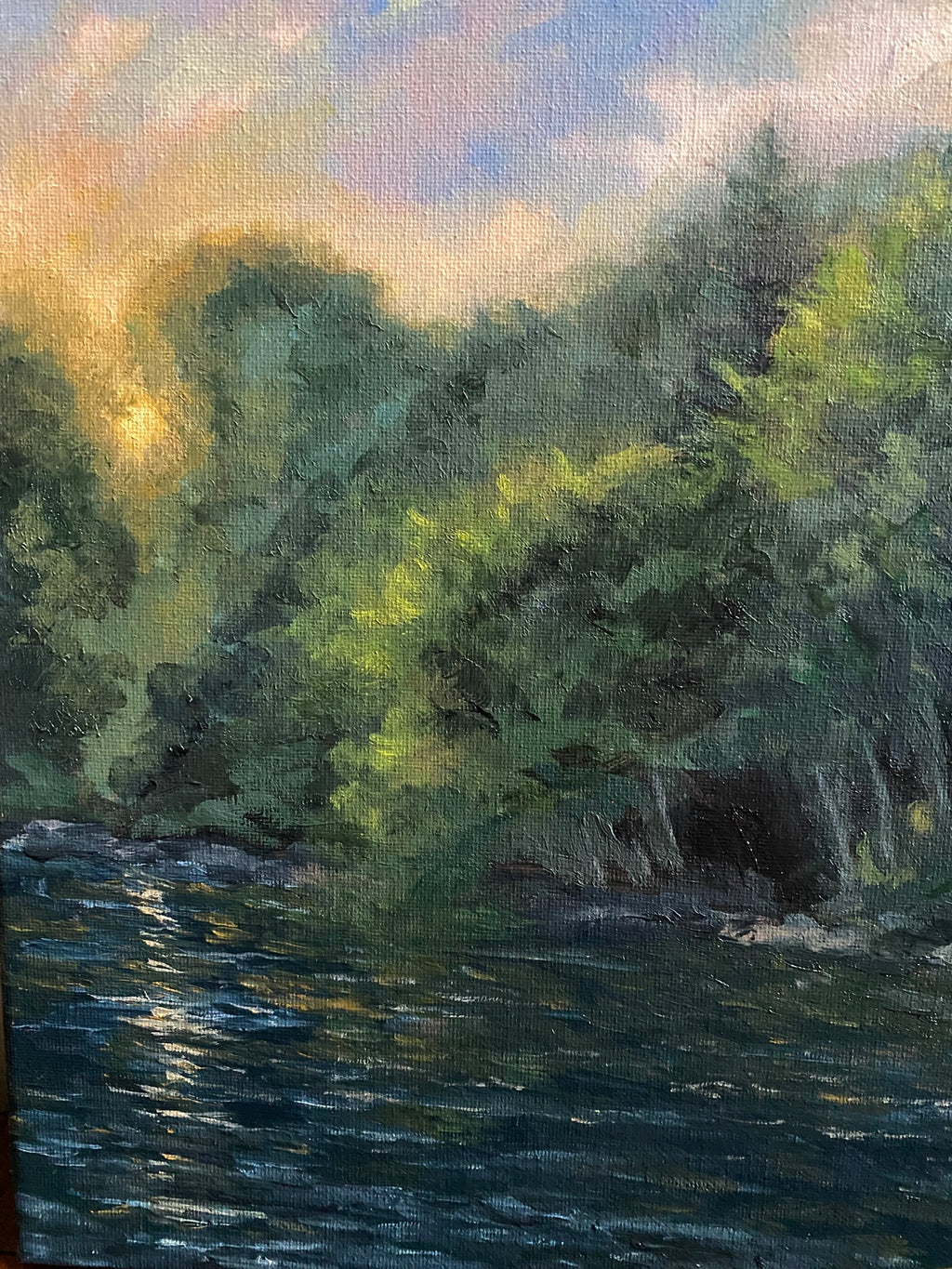 Country cottage landscape - Original Oil Painting