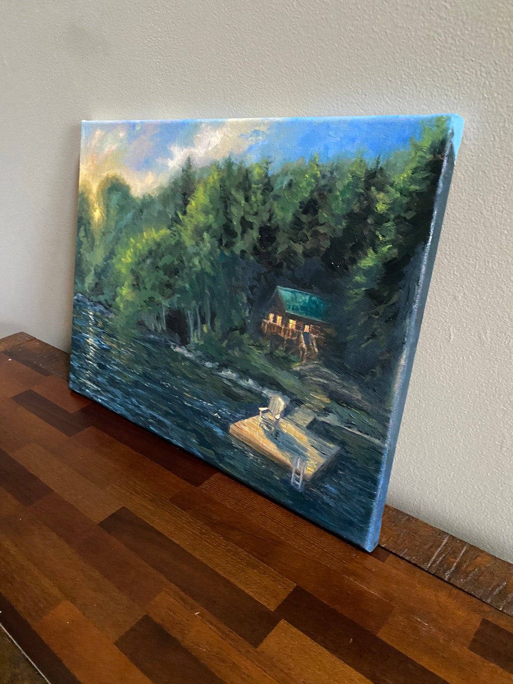 Country cottage landscape - Original Oil Painting