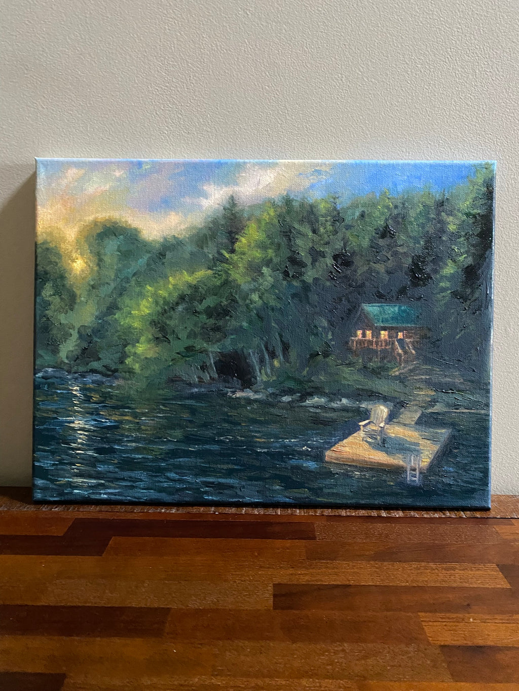 Country cottage landscape - Original Oil Painting
