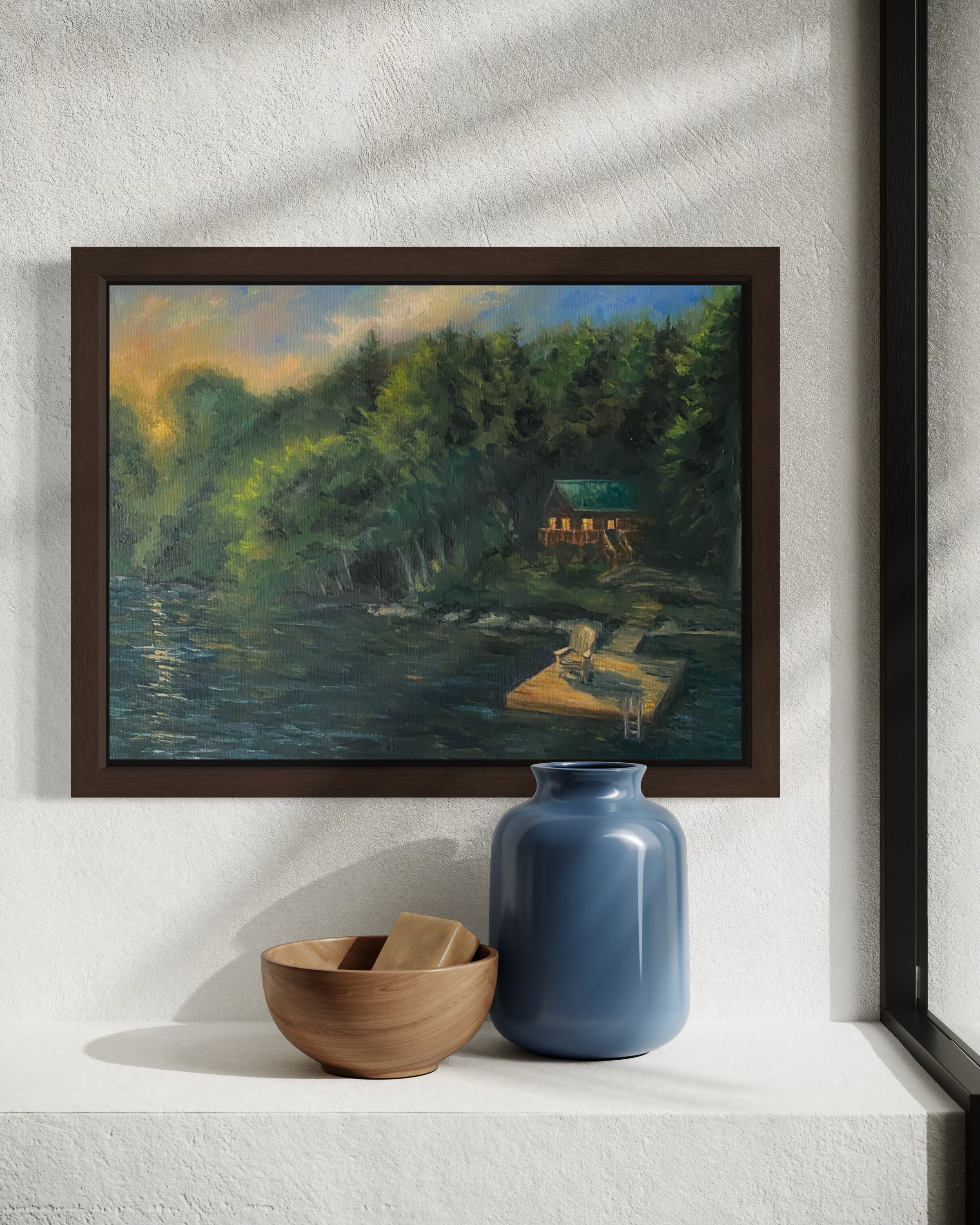 Country cottage landscape - Original Oil Painting