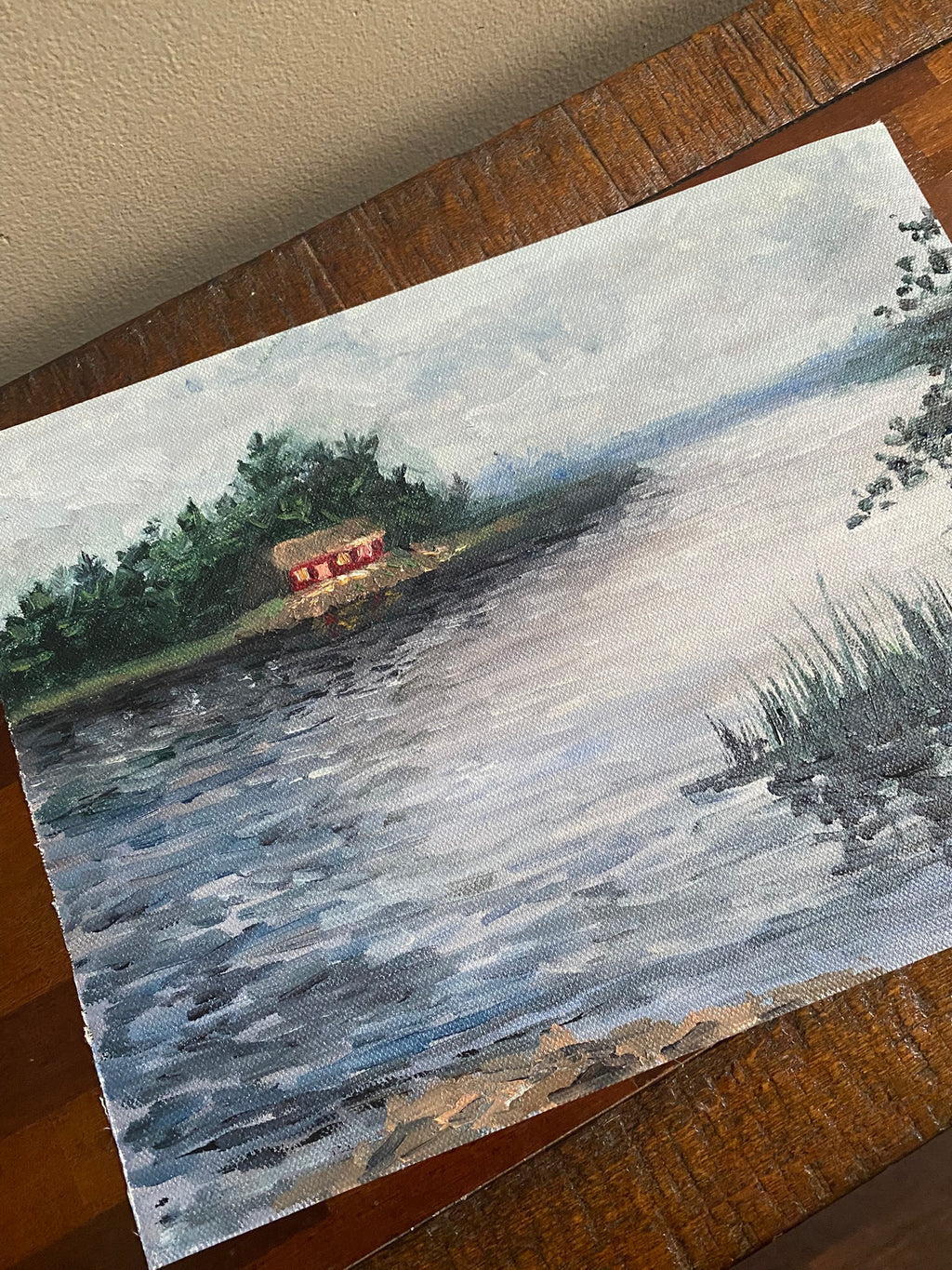 Cottage on the Lake - Oil Painting