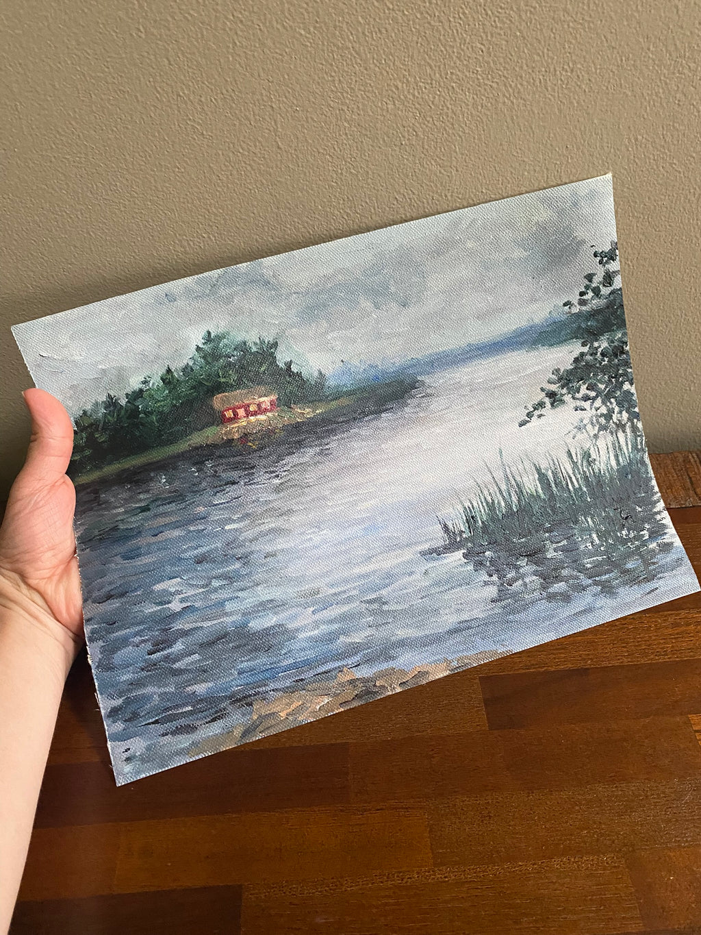 Cottage on the Lake - Oil Painting