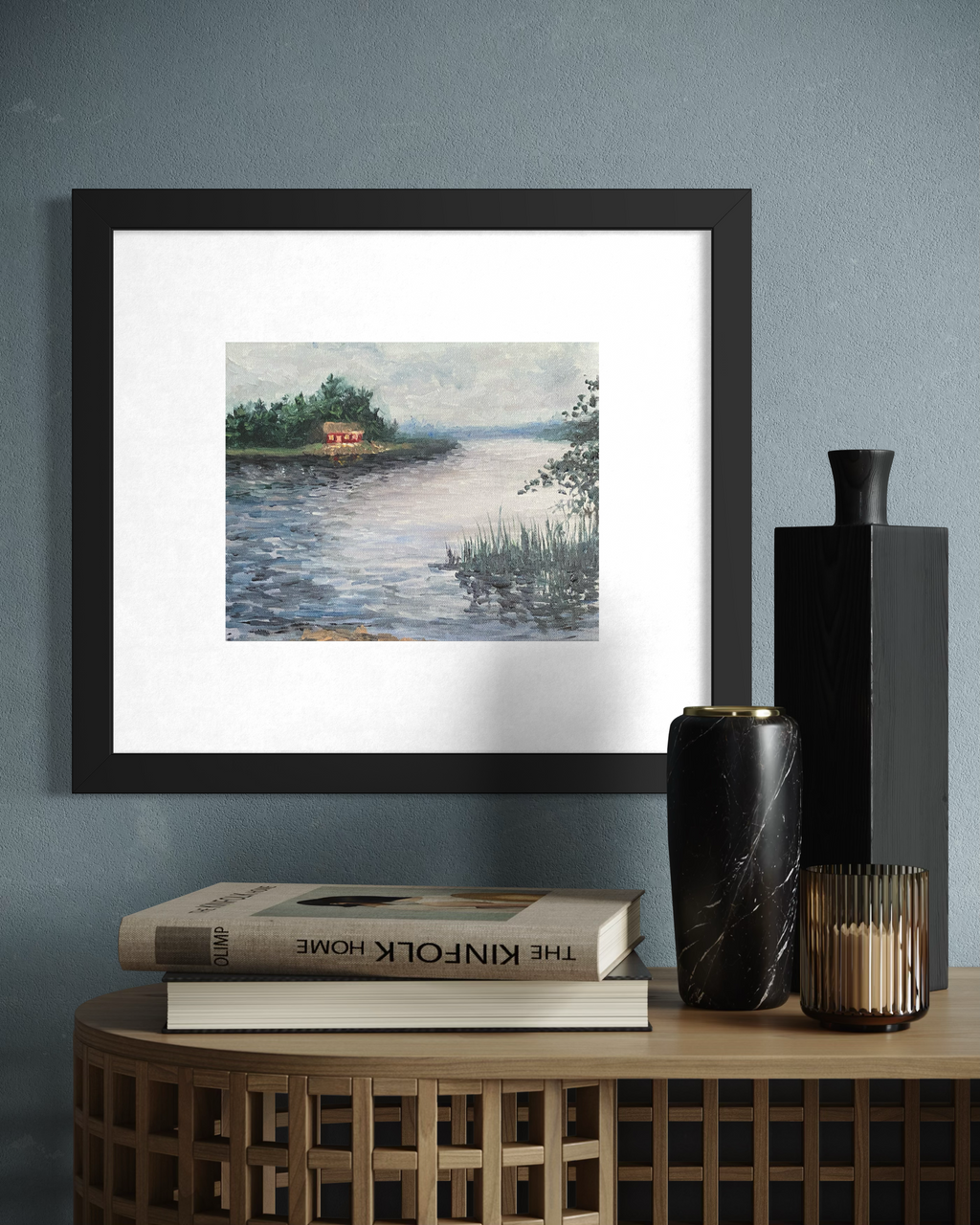 Cottage on the Lake - Oil Painting