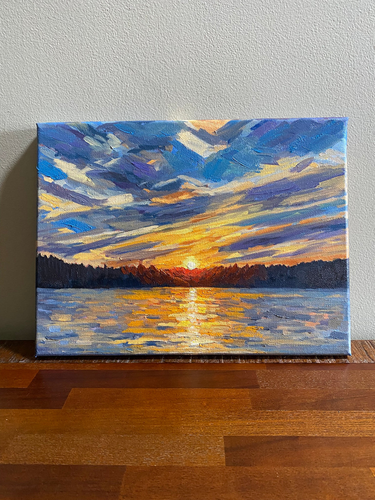 Sunset on the Lake - Original Oil Painting