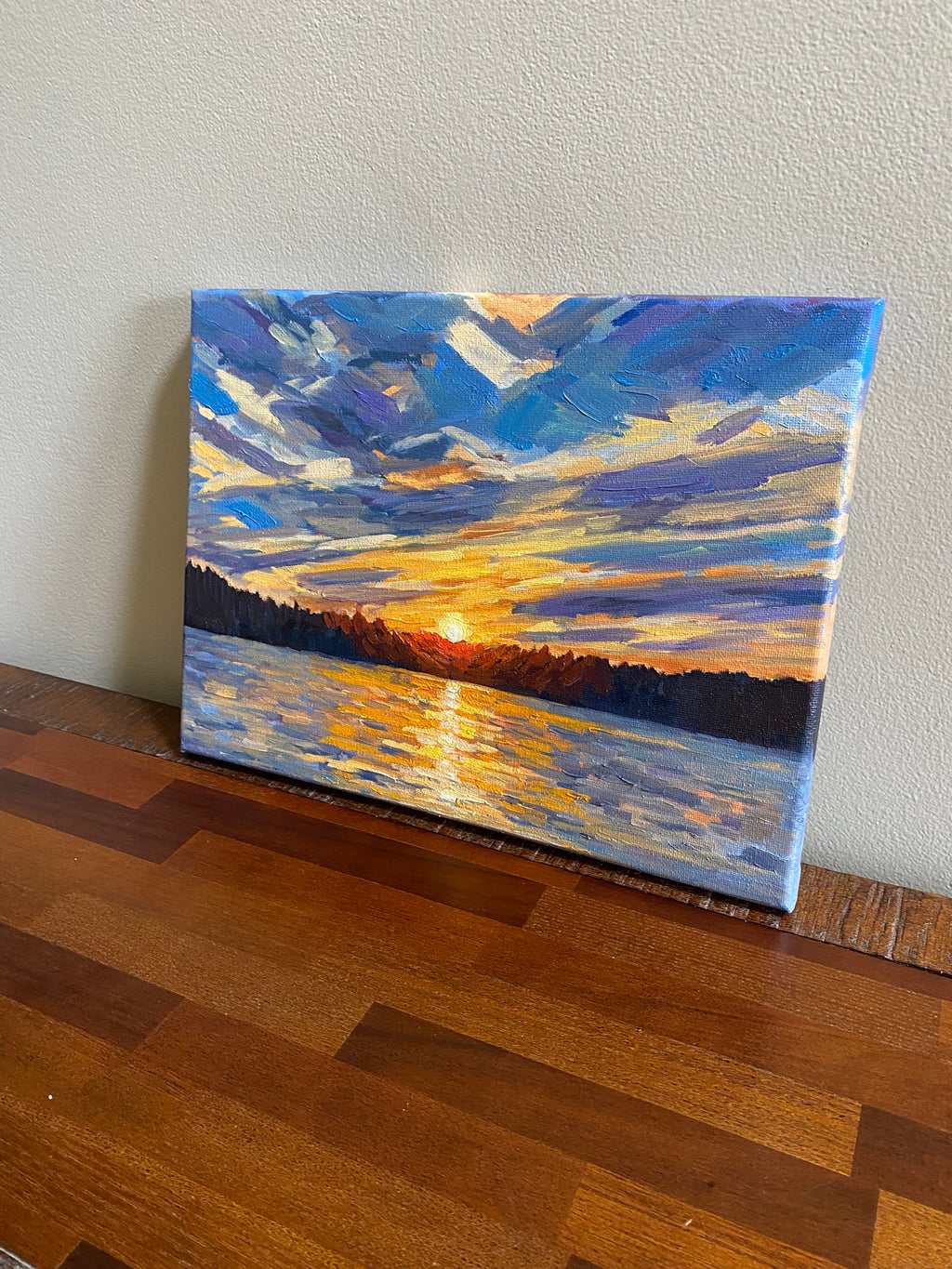 Sunset on the Lake - Original Oil Painting