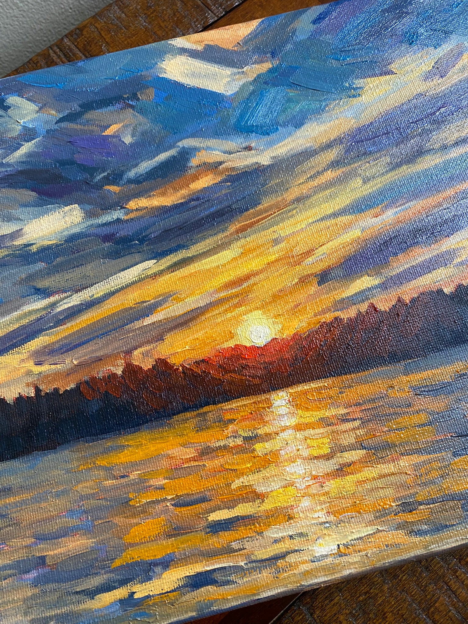 Sunset on the Lake - Original Oil Painting