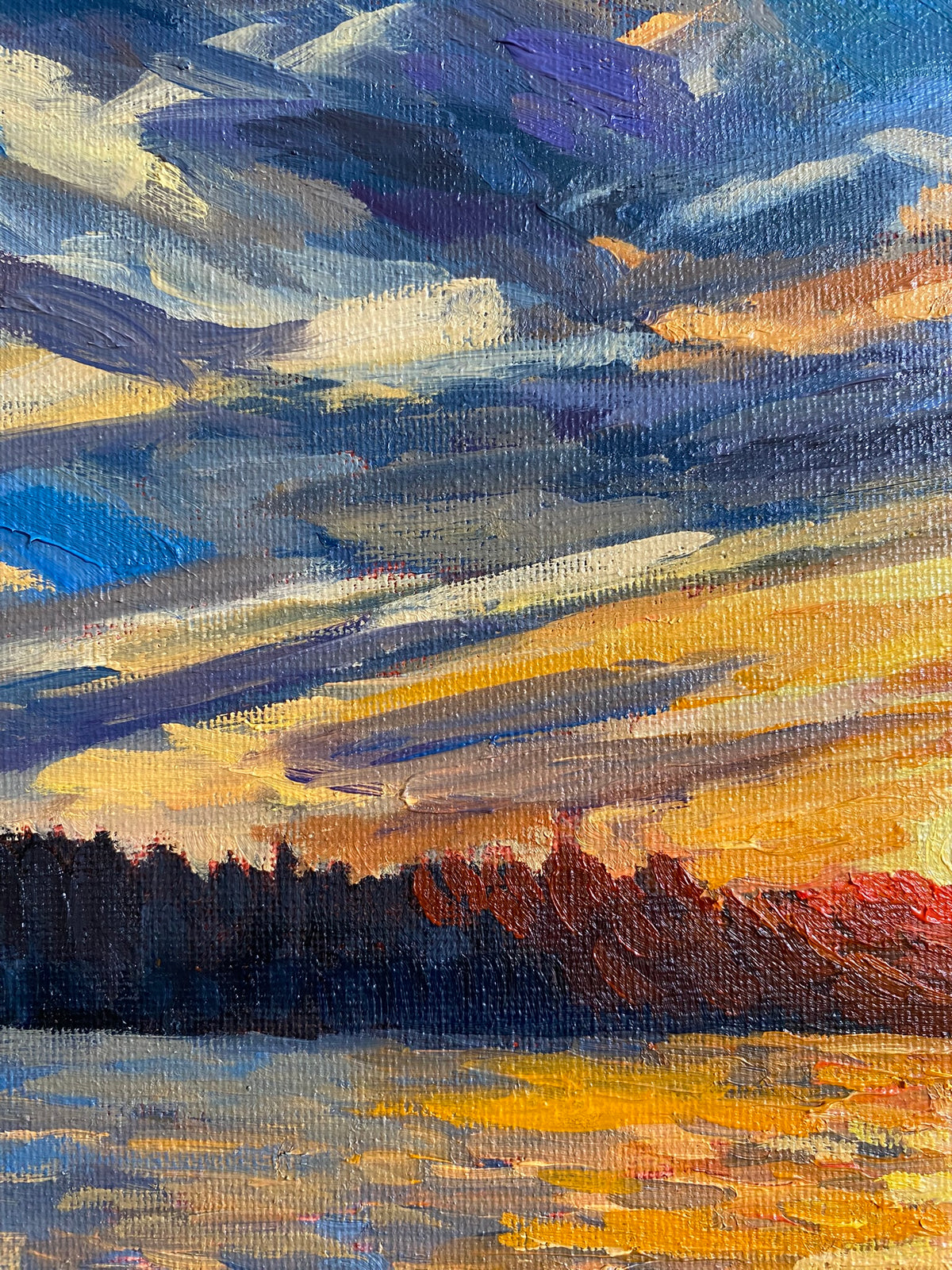 Sunset on the Lake - Original Oil Painting
